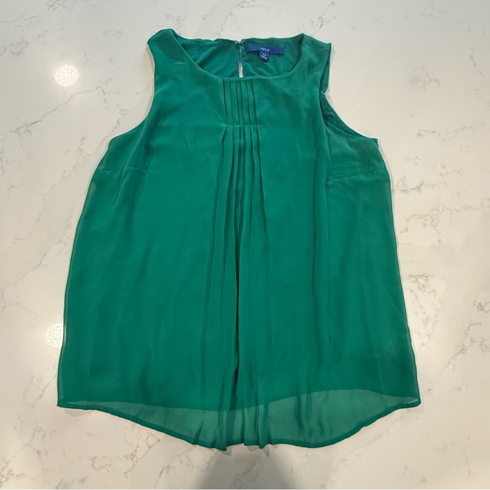 Apt. 9 Green Sleeveless Pleated Blouse